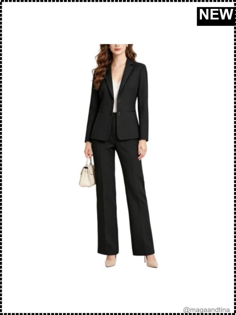 Women's 2 Piece Suit Blazer & Straight Leg Pants Business Set